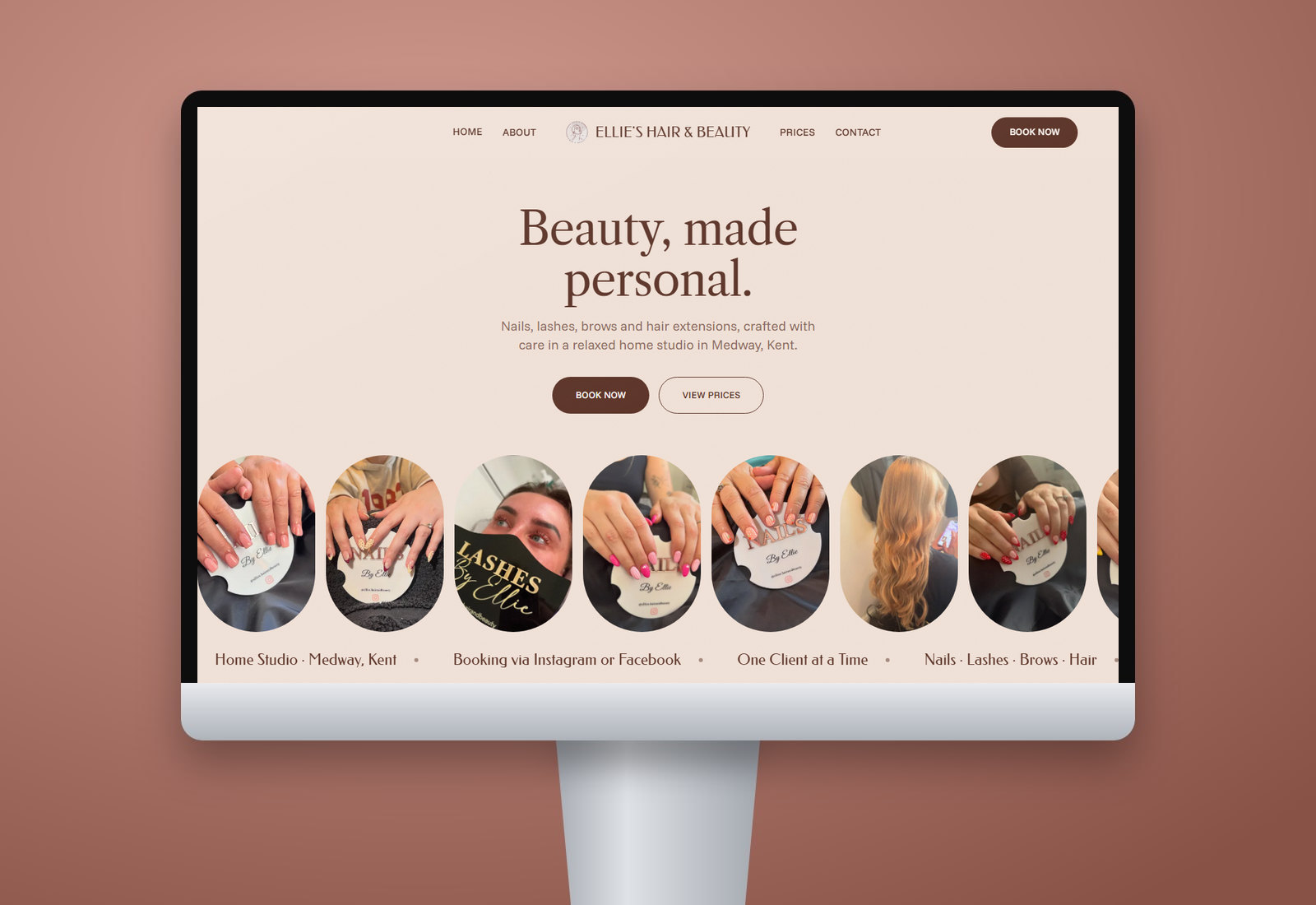 Website design and build for Ellie's Hair & Beauty. Home salon, Medway, Kent.